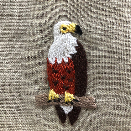 African fish eagle hand embroidered on linen table naplkin